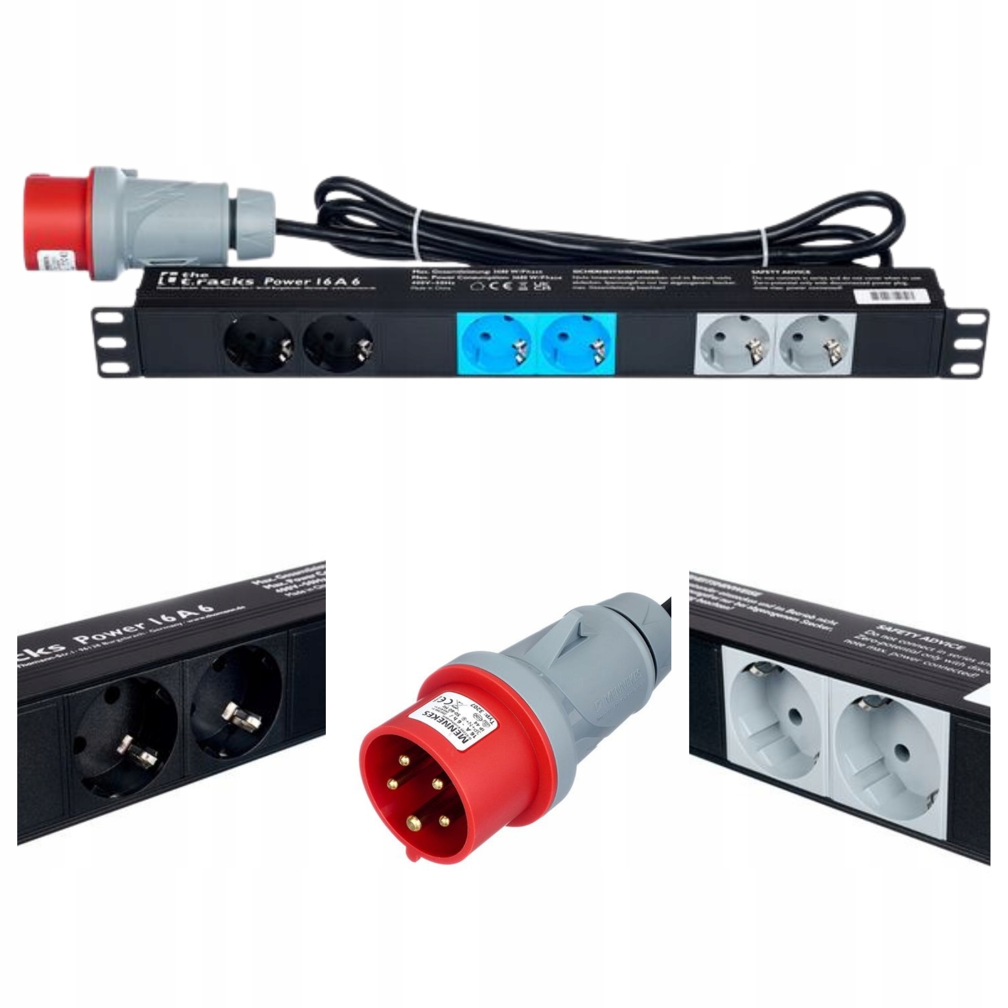 3-fázový rozvaděč proudu pro 19palcovou skříň typu racks Power 16 A 6