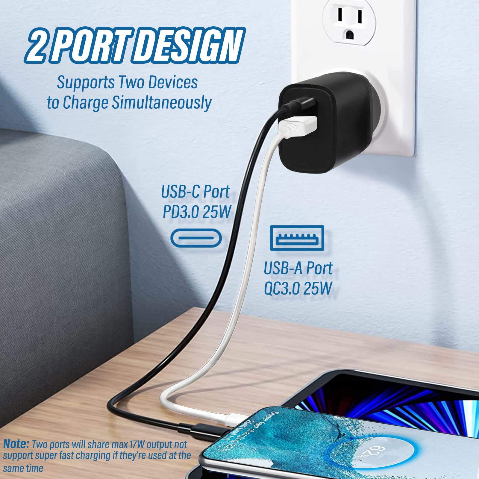 GTSCCN Ładowarka USB C 25W Szybkie Ładowanie Samsung S23 S22 S21 A53 Tab S8 — miniatura 4