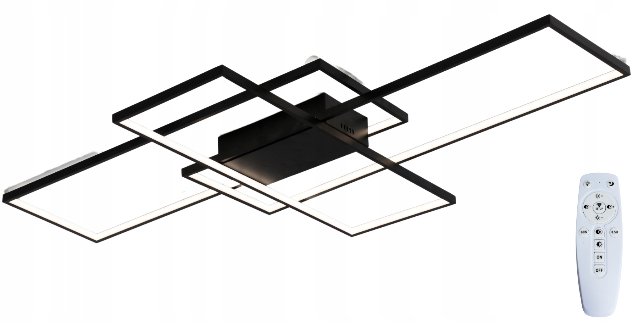 Lampa wisząca Plafon Led czarna 105cm do salonu Pilot 3 barwy duża