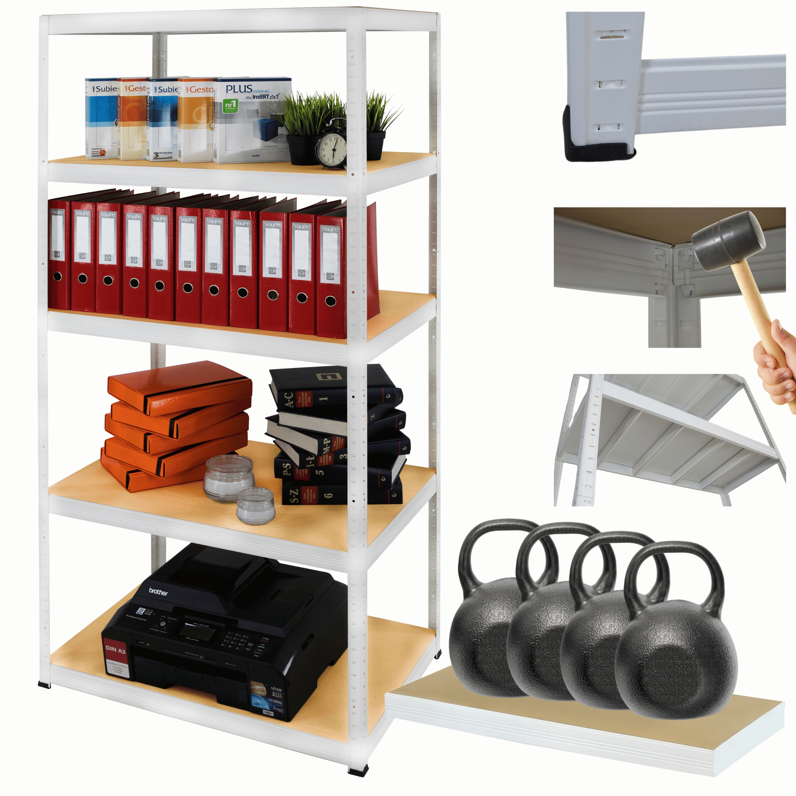 Kovový skladový regál Helios 213x110x60 cm 5Px400 kg Pevný