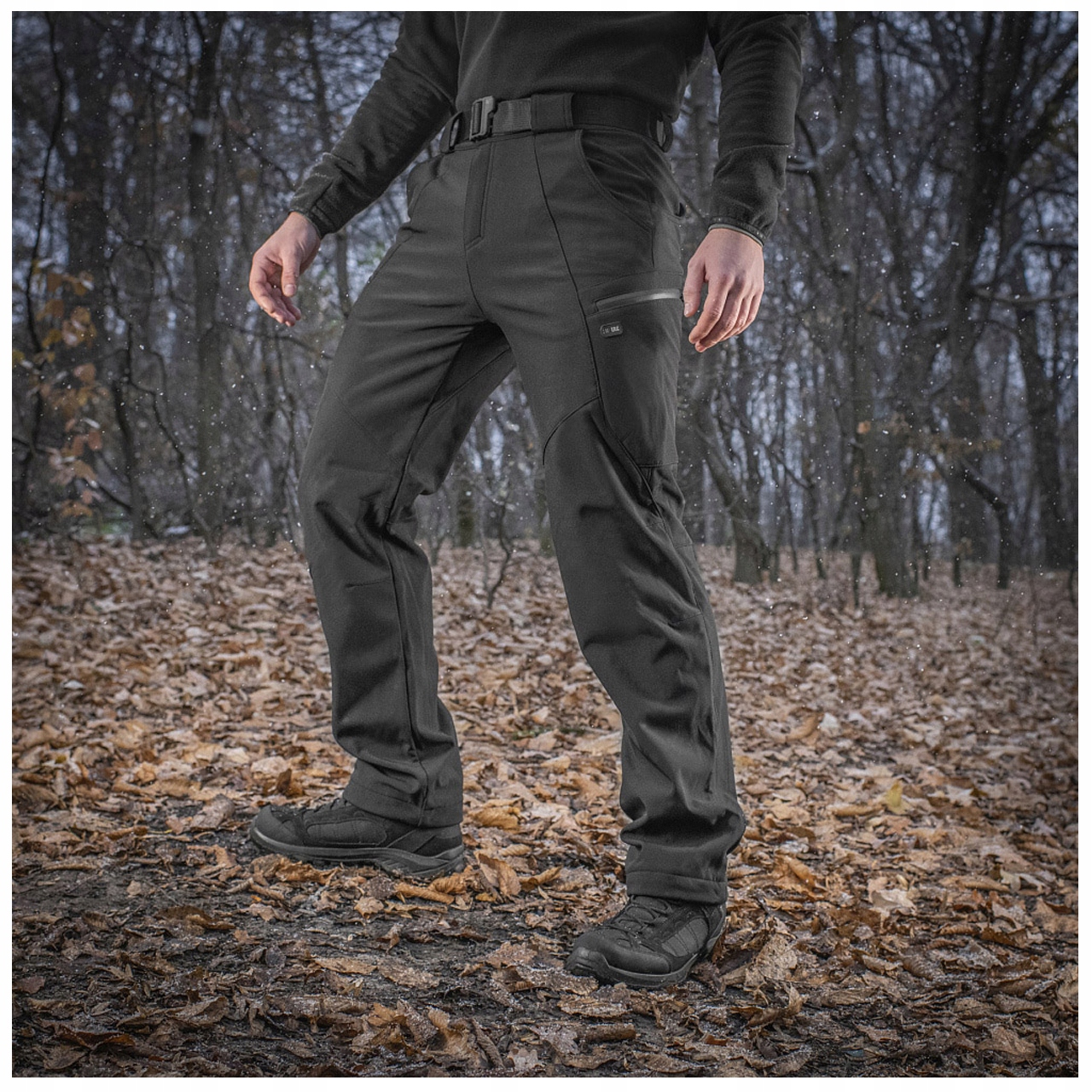 SPODNIE TREKKINGOWE MĘSKIE BOJÓWKI SOFTSHELL WINTER M-TAC CZARNE M Długość nogawki długa