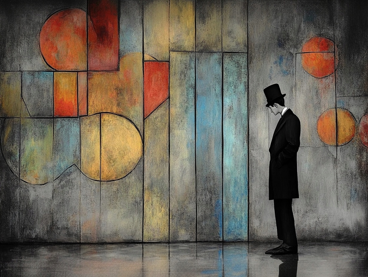 Obraz Na Plátně Canvas Abstrakce Geometrie Muž Válec Myšlenka 80x60