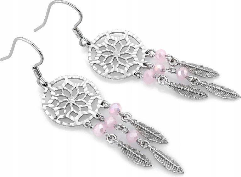 Stříbrné náušnice visací náušnice 925 velký lapač snů na biglu, dlouhé indiánské