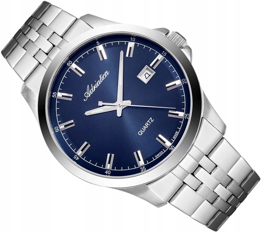 Švýcarské Pánské Hodinky Adriatica A8304 Elegantní Ocelové Modré 42 mm