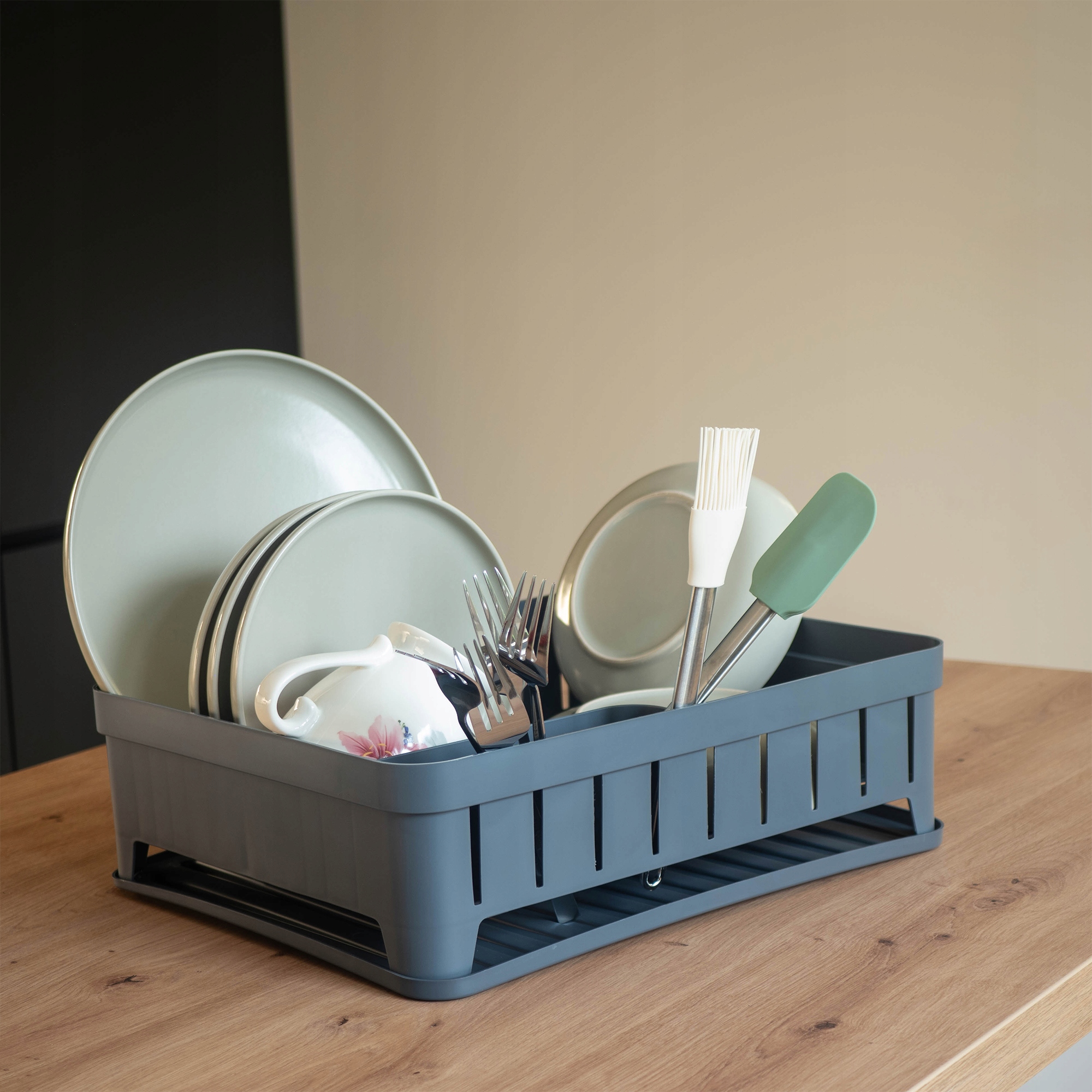 SUSZARKA DO NACZYŃ Z OCIEKACZEM JEDNOPOZIOMOWA CIEMNY POPIEL Stan opakowania oryginalne