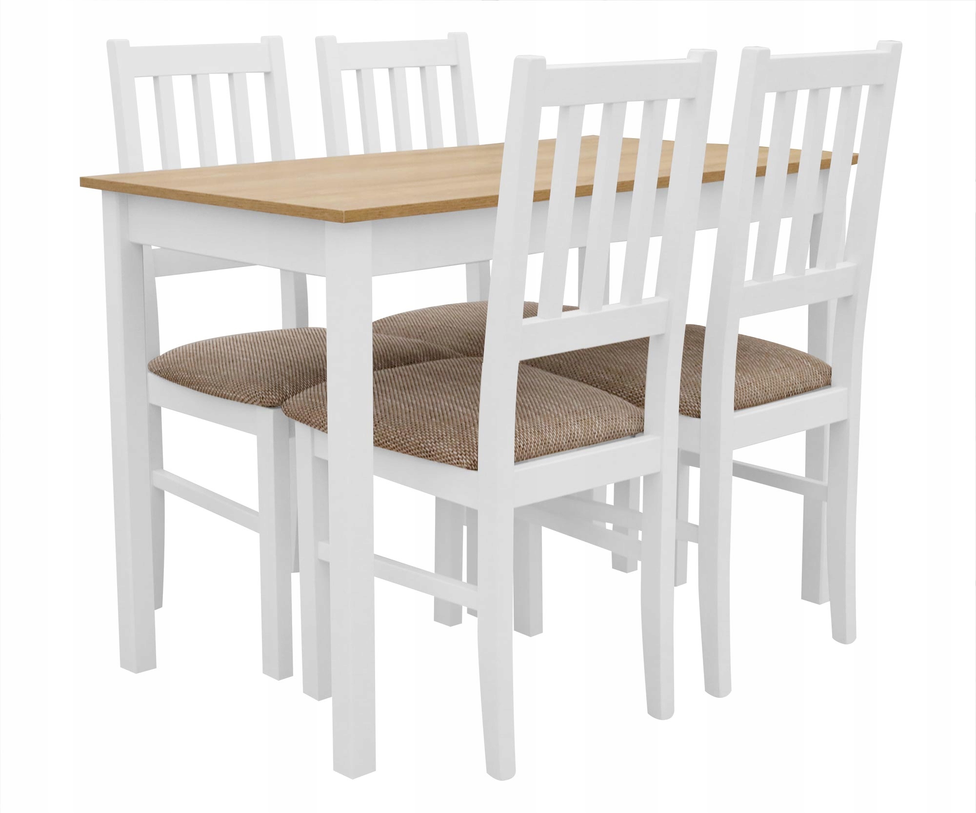 Dřevěný Set Stolu S Jídelními Židlemi Do Obývacího Pokoje X004 Bílá/dub Grandson