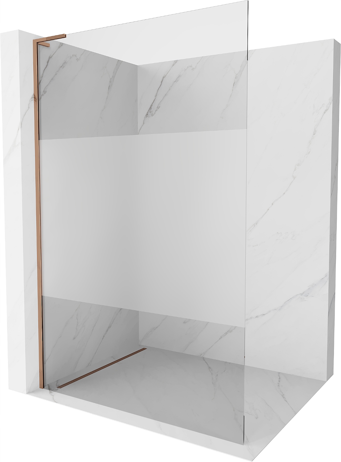 Mexen Kioto L sprchová stěna Walk-in 110x200cm, růžově zlatá