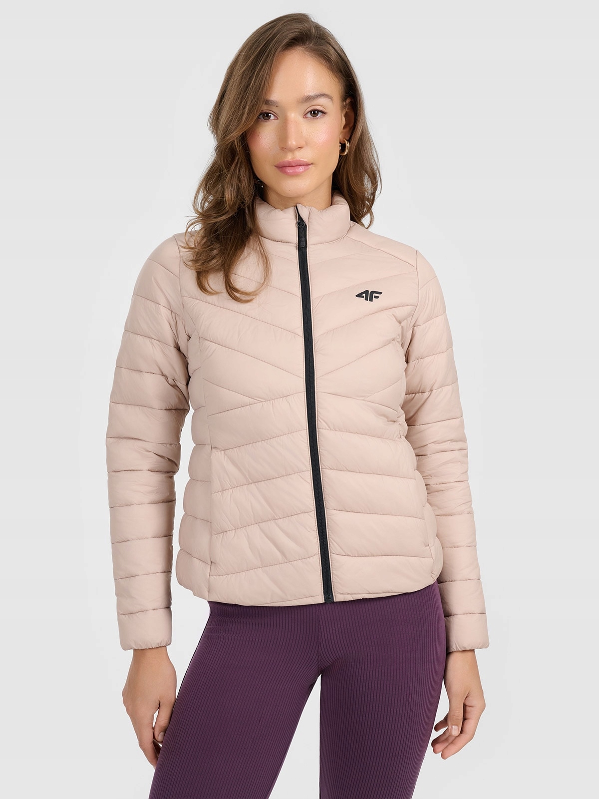 4F Dámská Péřová Bunda Béžová, Vypasovaná, Hydrofobní, M