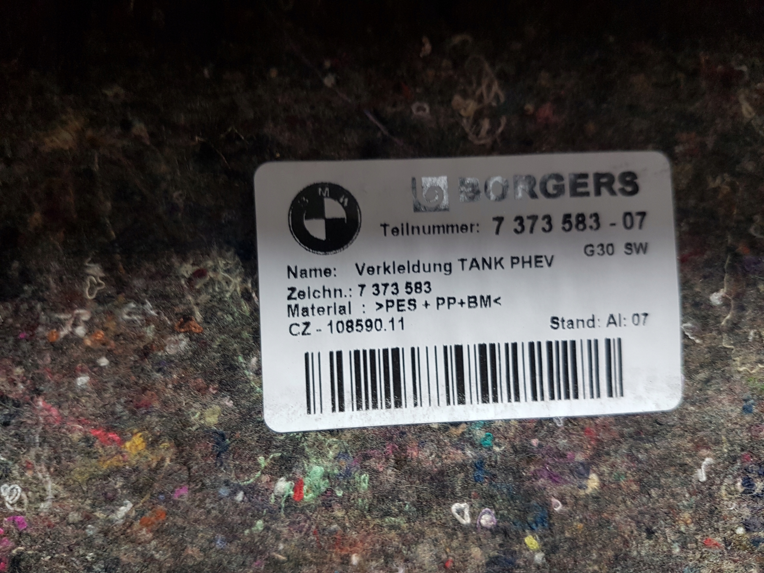 BMW G30 mats boot 7373583