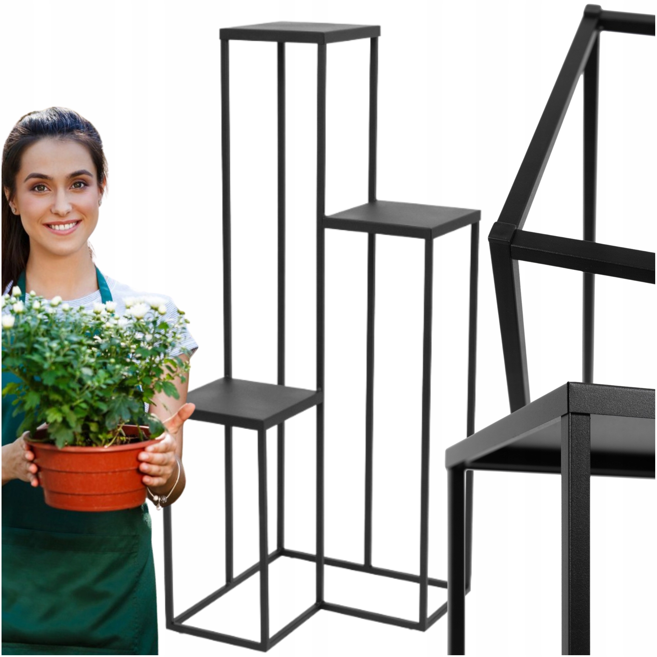 KWIETNIK STOJĄCY STOJAK PÓŁKA NA KWIATY METALOWY PRODUKT POLSKI 3 donicowy