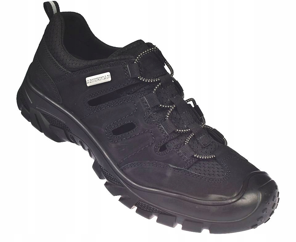 Pánské černé nazouvací kožené trekové sandály American CY106 vel 45