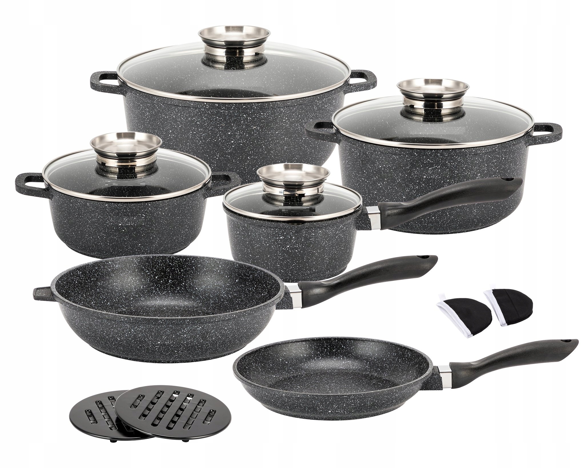 Zestaw garnków PREMIUM aluminiowe 12 el.