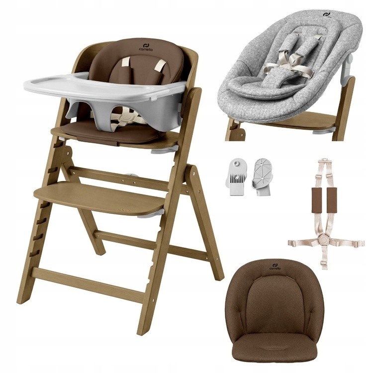 Carrello Focus CRL-16801Krzesełko do karmienia 2w1 Leżaczek Moka Brown