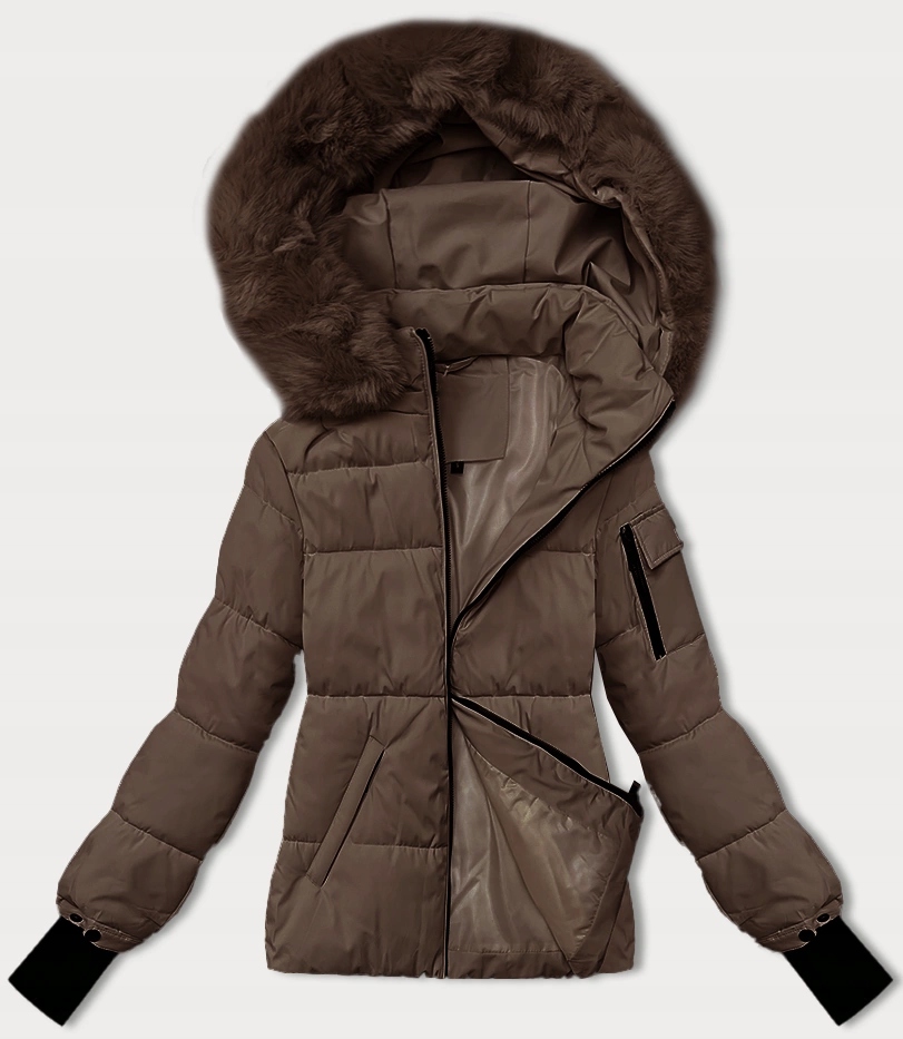 Péřová Bunda S Kapucí B8303 Kakao XL (42)