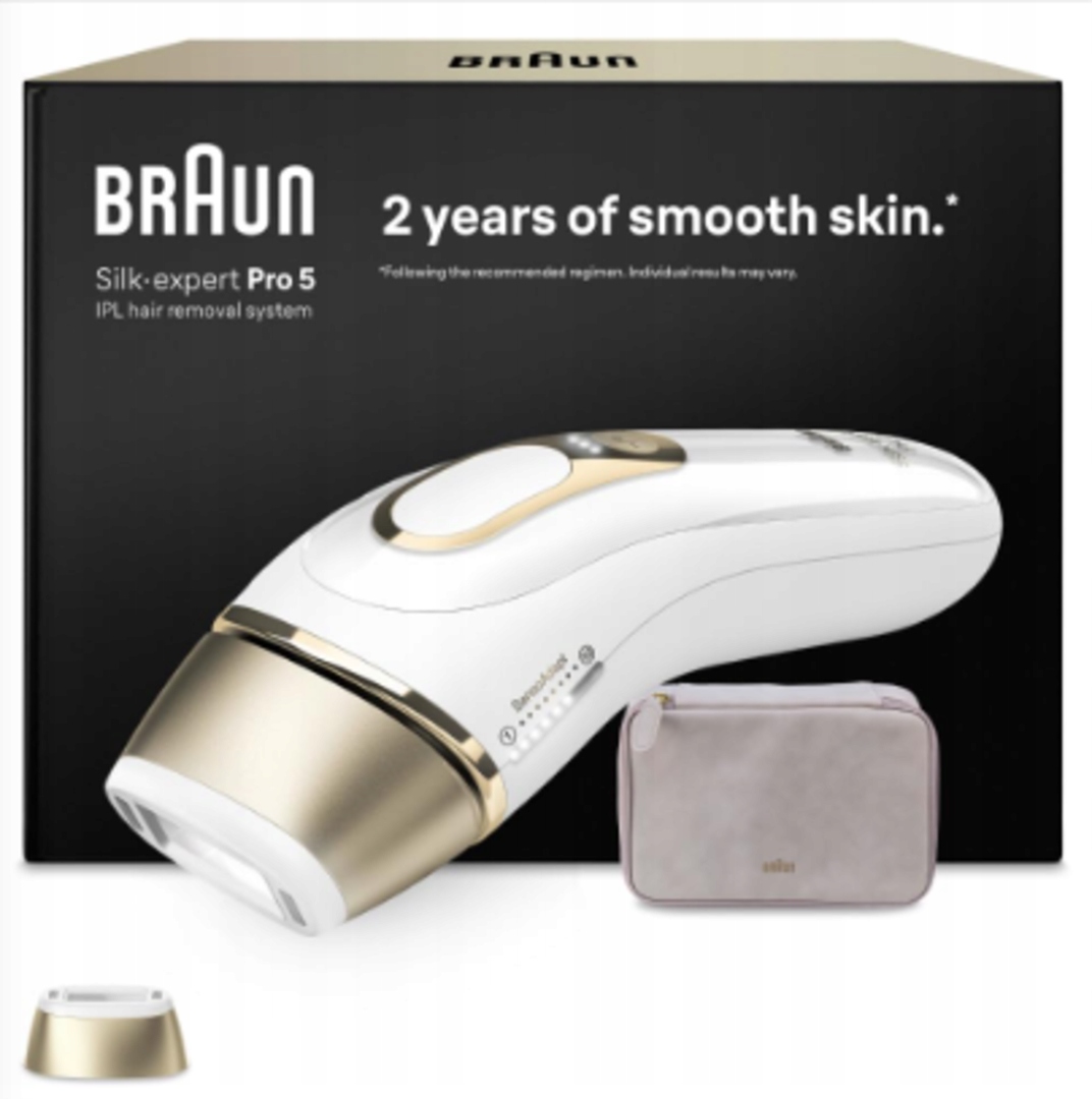Urządzenie Braun Silkexpert Pro 5 biały złoty trwałe usuwanie włosów PL5100