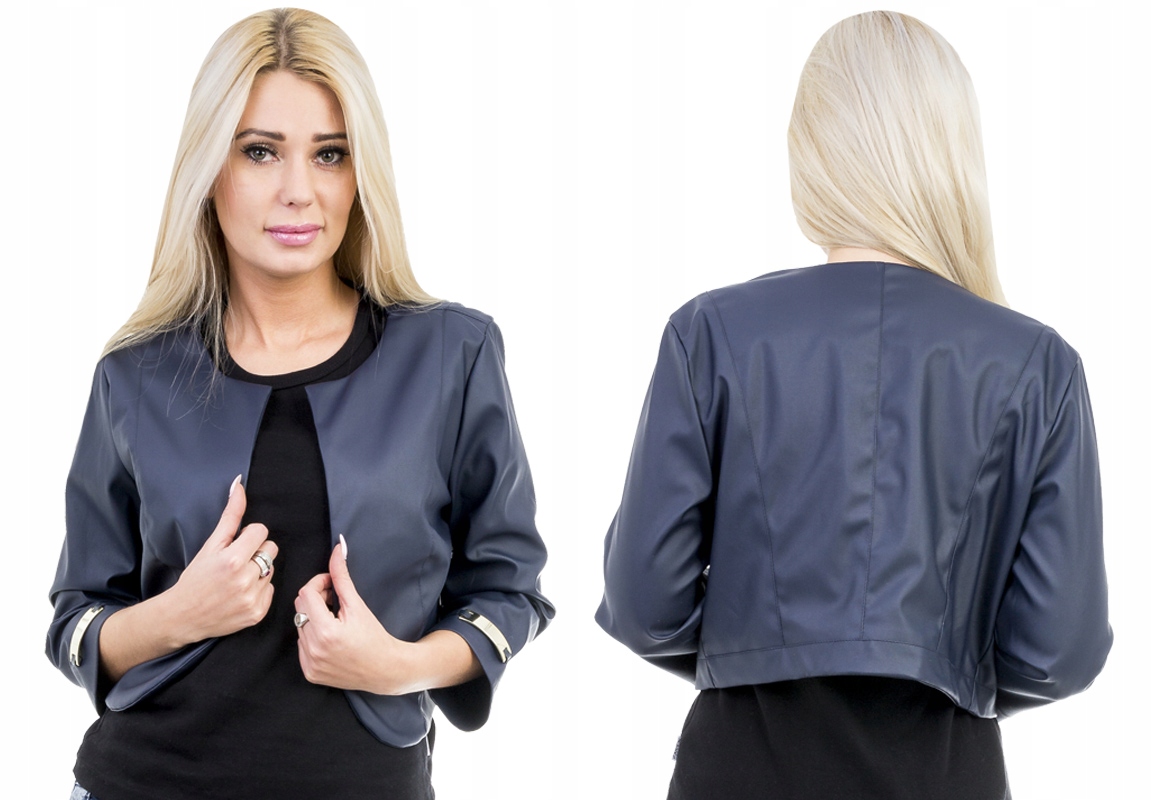 ELEGANCKIE MODNE BOLERKO ŻAKIET EKO SKÓRA Rozm.40