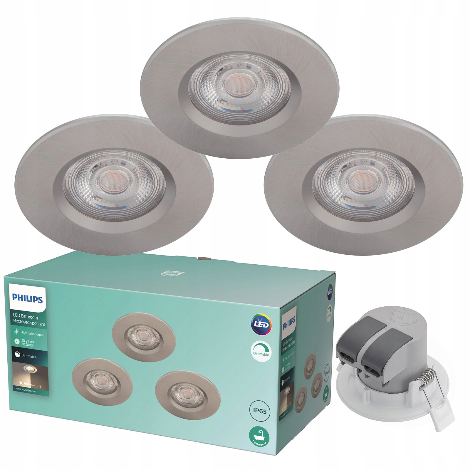 3x Podomietkové zapustené Led svietidlo 5.5 W 350 lm IP65 Hermetické Philips
