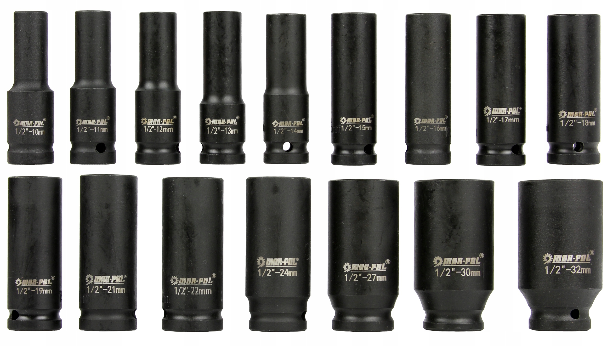 УДАРНЫЕ КОЛПАЧКИ 1/2 ' ДЛИННЫЕ НАБОР 10-32ММ CR-MO