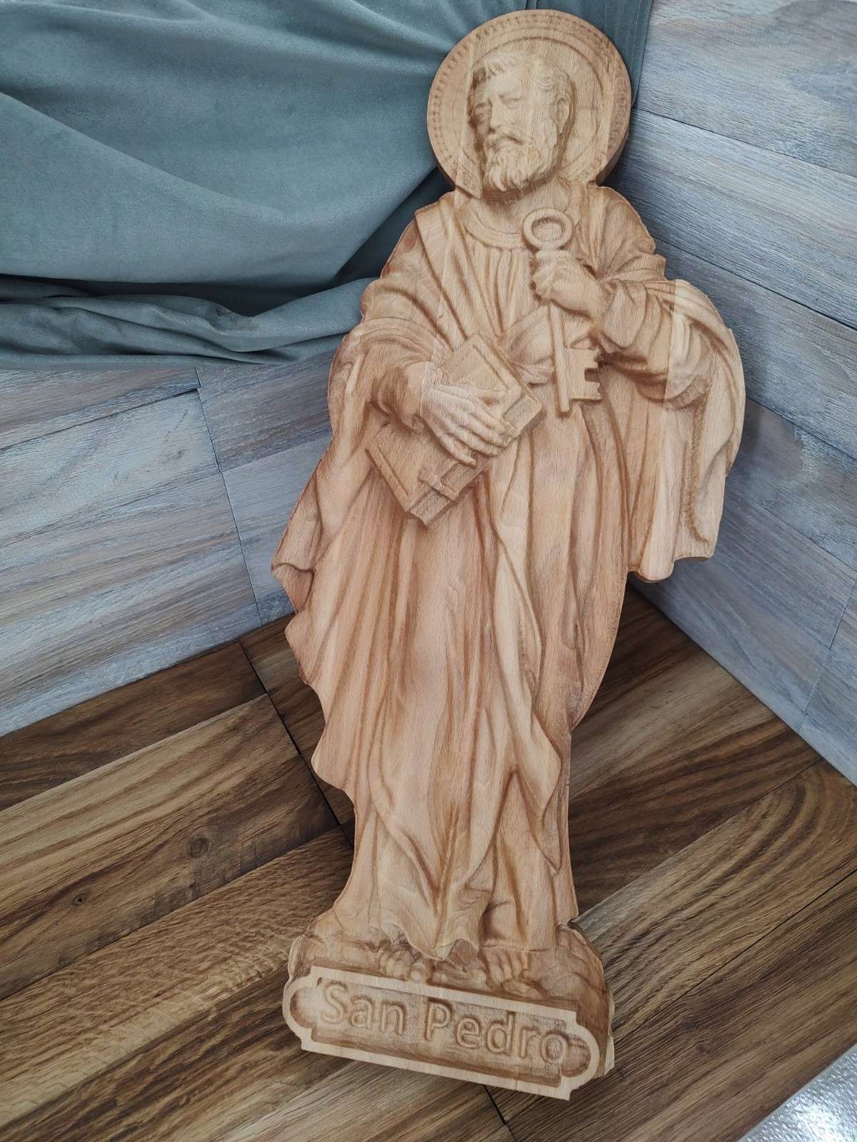 Obraz reliéf figurka ikona ve dřevě Svatý Petr s.Pedro Sw.Piotr