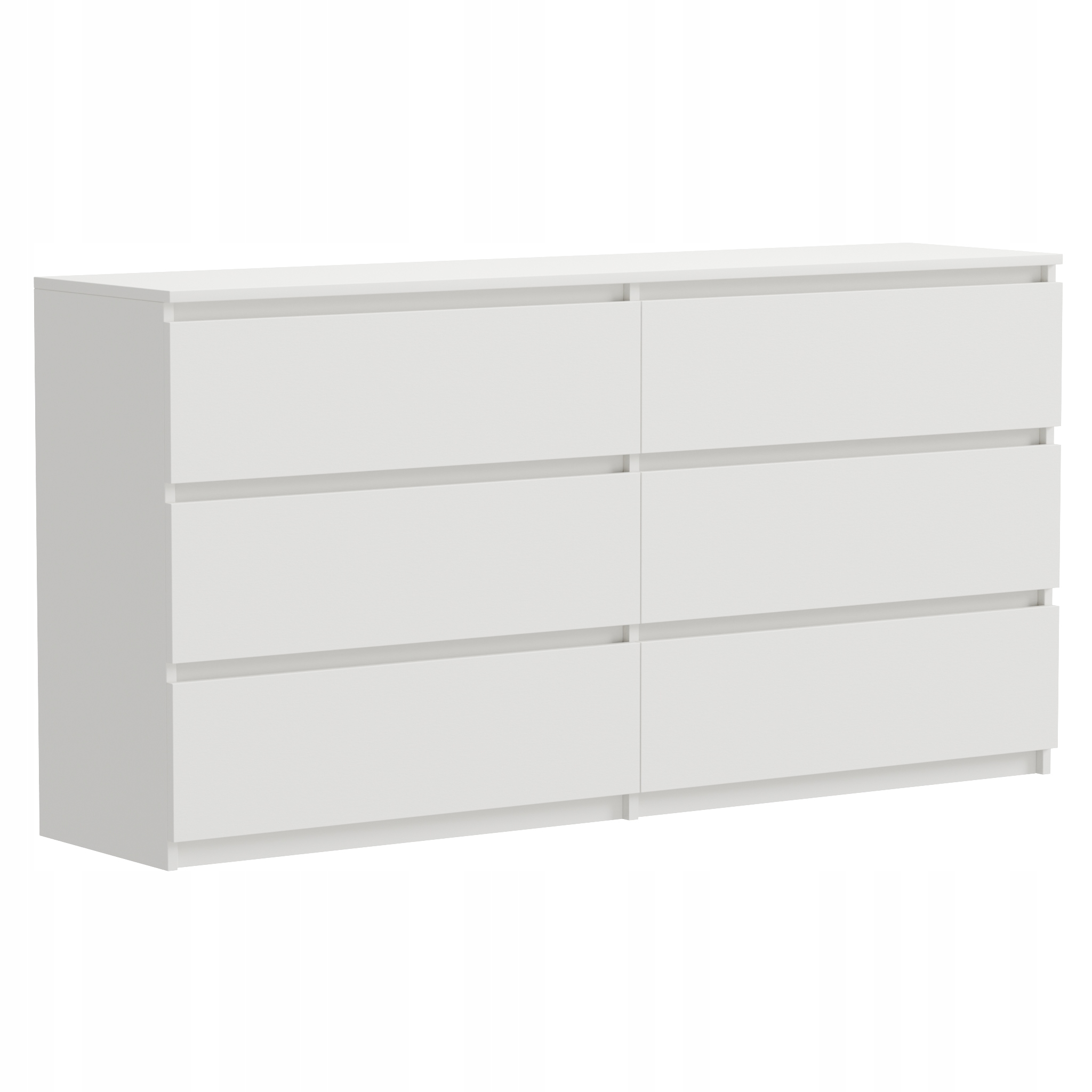 Komoda Bílá 6 Zásuvek 140 CM Moderní Do Obývacího Pokoje Ložnice Kanceláře Prostorná