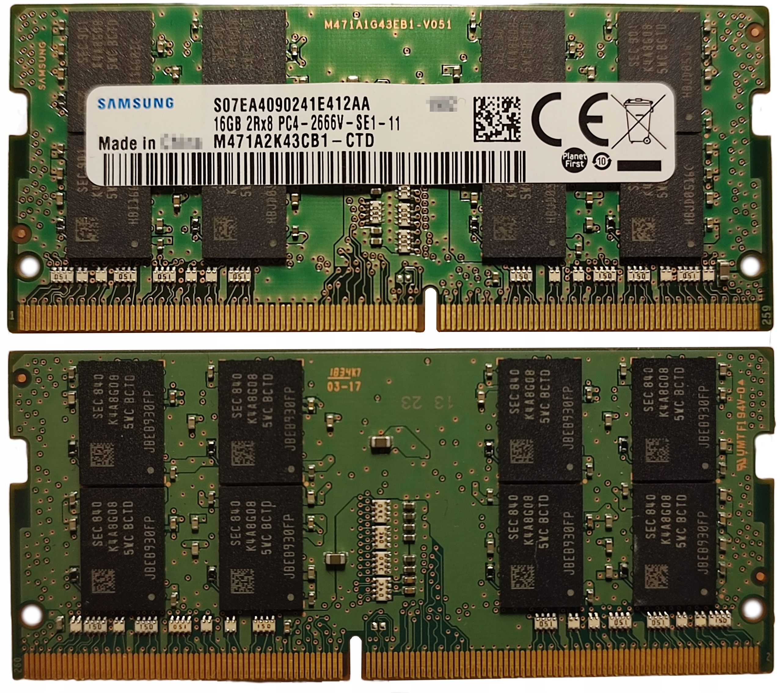 (n) 16GB 1*16GB Samsung DDR4 2666MHz 1.2V M471A2K43CB1-CTD