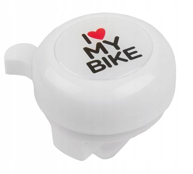 

dzwonek rowerowy, i love my bike, biały