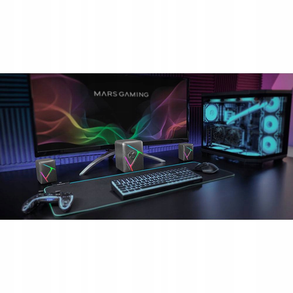 MARS GAMING Kompaktowe Głośniki RGB Do Gier MSCUBEW — miniatura 7