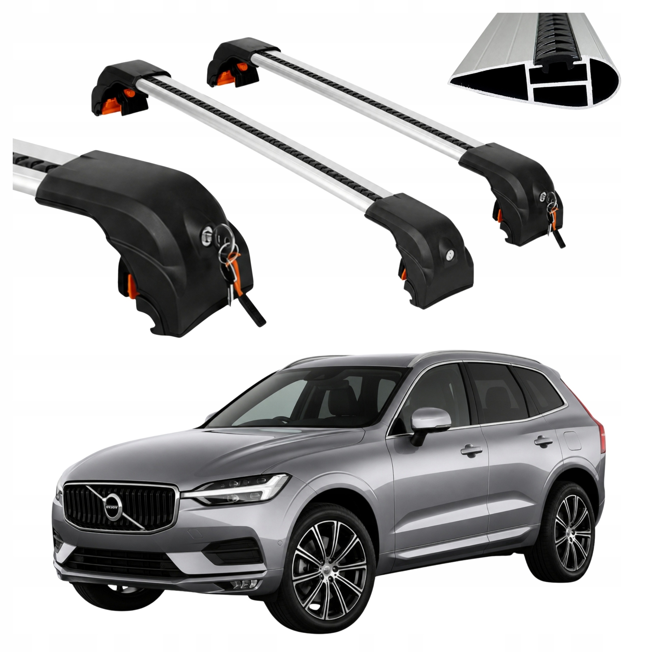 Integrovaný strešný nosič na relingy pre Volvo XC60 2017 – odolný hliník
