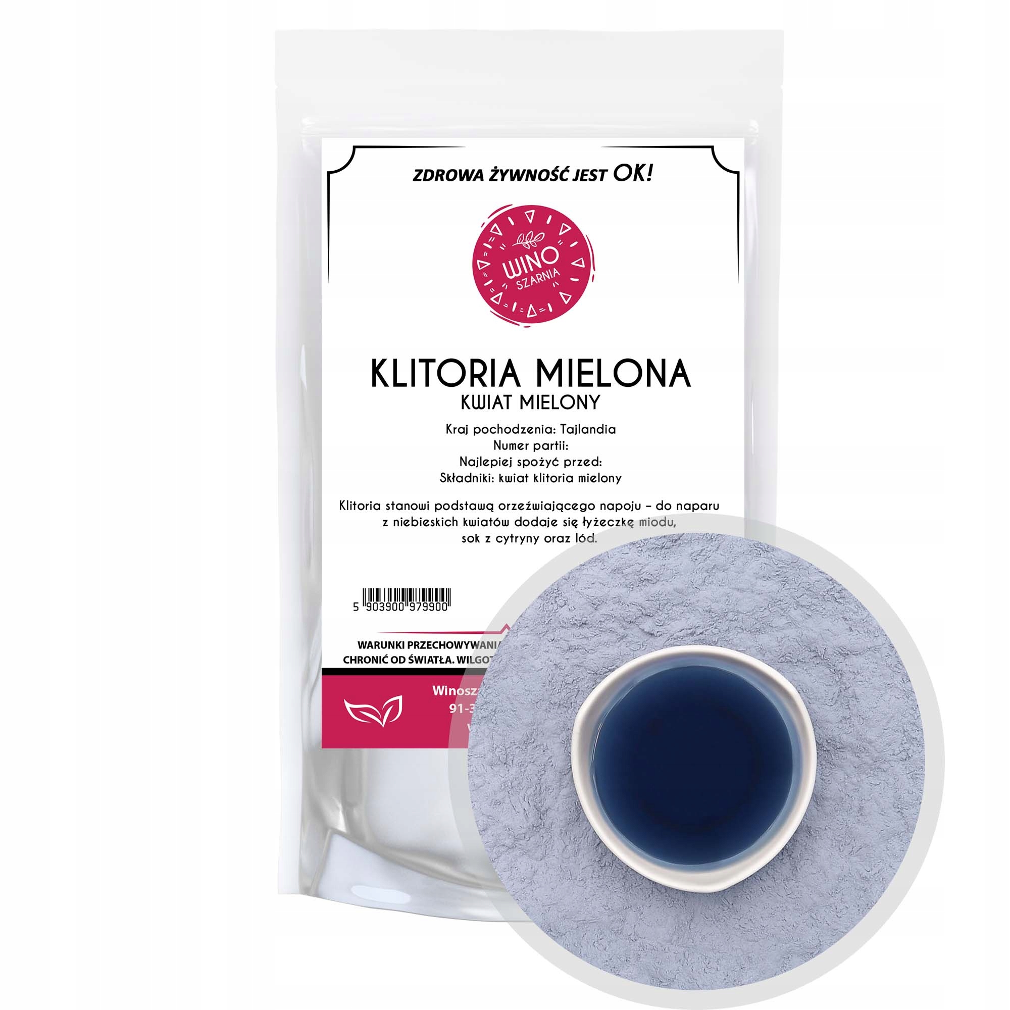 Klitoria Mletá modrá Matcha Butterfly Pea 500g Květina Čaj Modrá