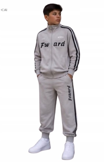Dres chłopięcy komplet 2 cz. bluza rozpinana i spodnie dresowe szary r. 152