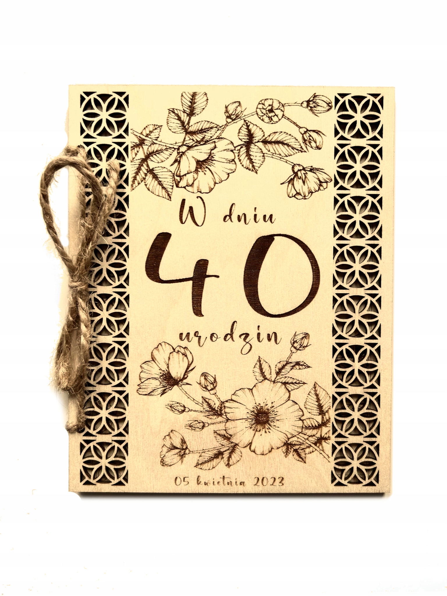 

Kartka urodzinowa na urodziny 30 40 50 60 Drewno