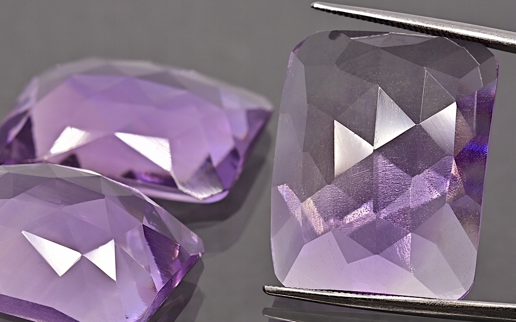 Ametystová fazetovaná rozeta oktagon 22x18 mm