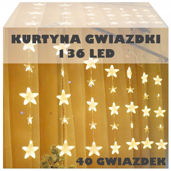 

Gwiazdy Wiszące Lampki Choinkowe Kurtyna Led Sople