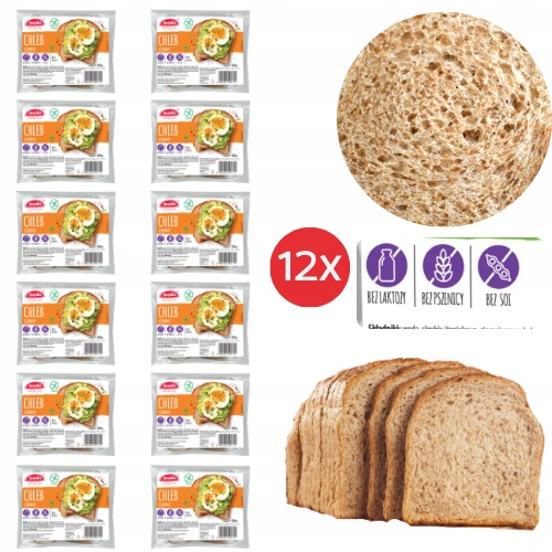 Levně 12x Bezlepkový Chléb Tmavý Incola 200G Bez Laktózy Pšenice Sóji