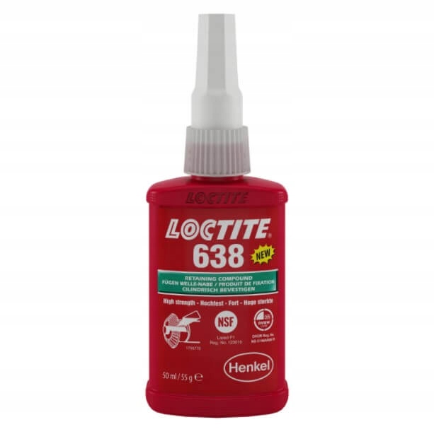 Loctite 638 50 ml zelené anaeróbne lepidlo na upevnenie ložísk, ozubených kolies