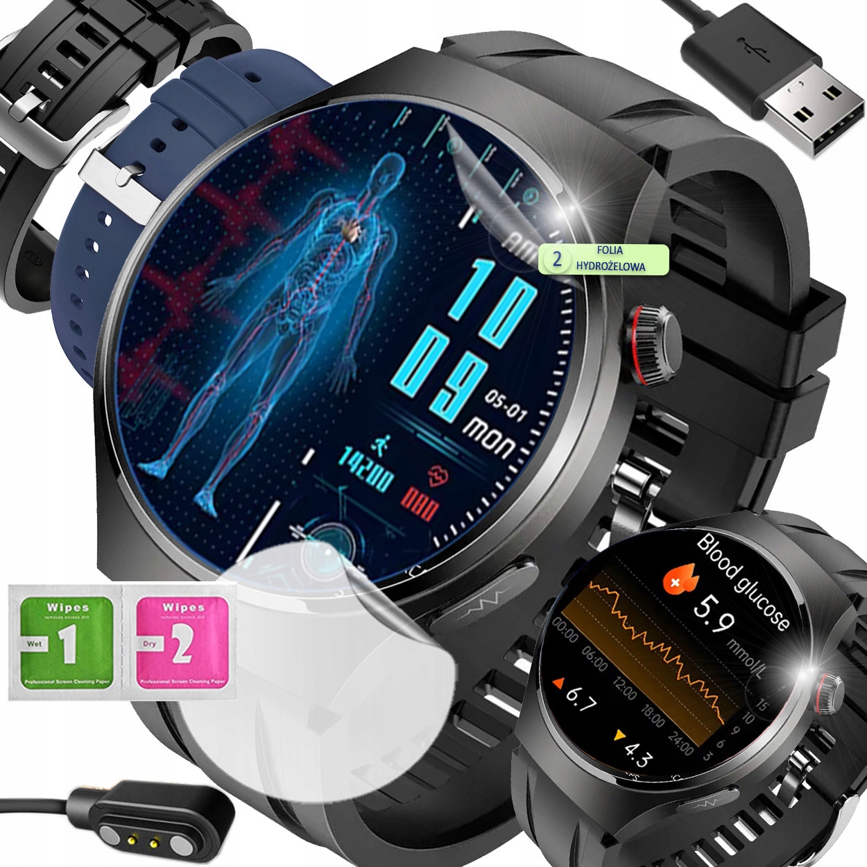 Chytré Hodinky Pánské Hodinky Ekg Hrv Lipidový profil Teplota hovoru Bt