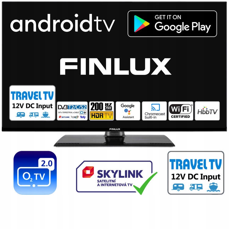 Led televize Finlux 24" Android Tv 12 V pro karavan KompasKampery