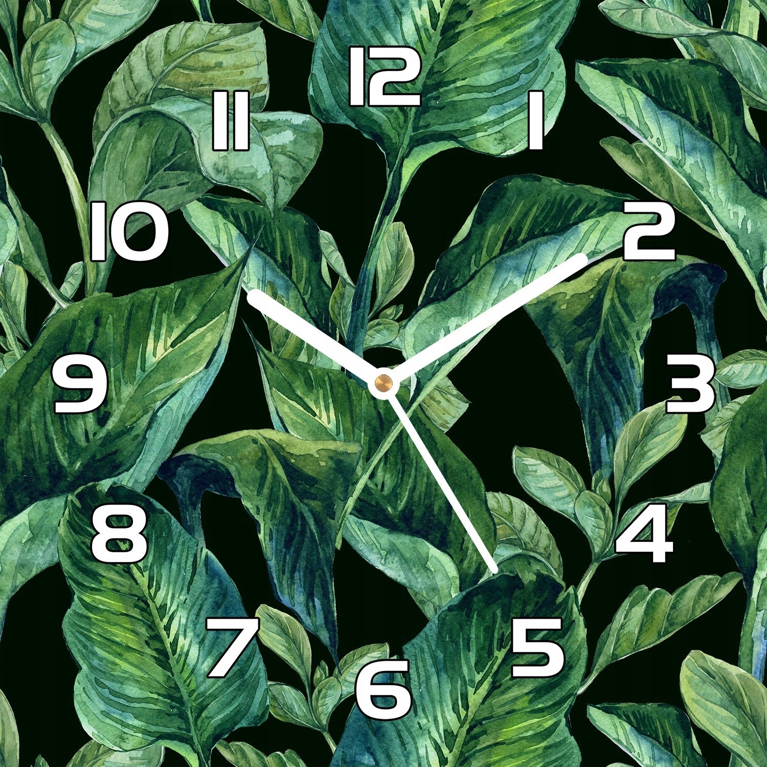 

Szklany zegar Akwarela tropikalne liście 30x30 cm
