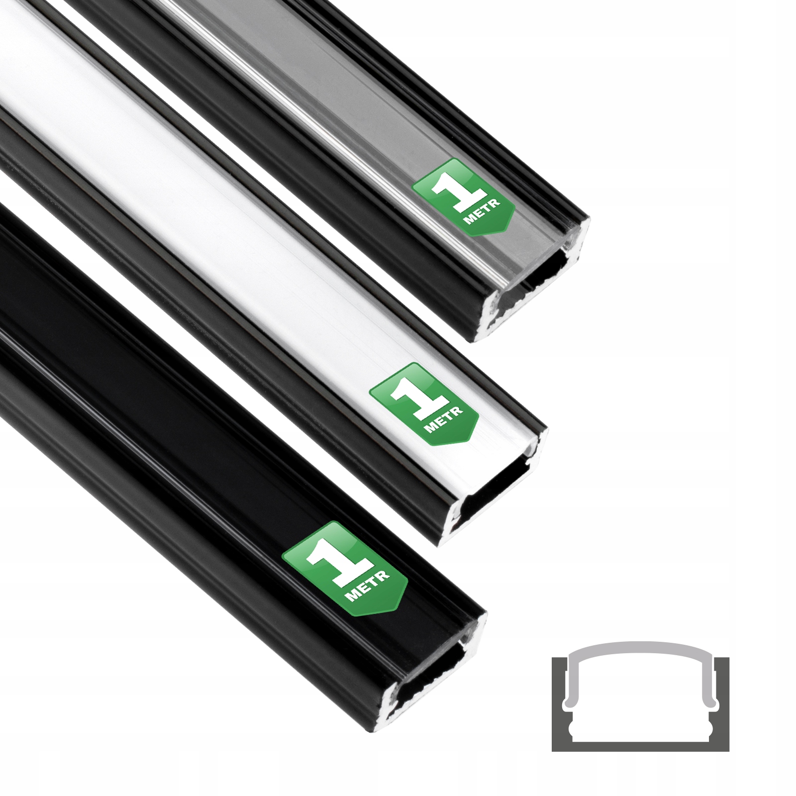 Profil Aluminiowy do Taśm LED NATYNKOWY CZARNY 1m