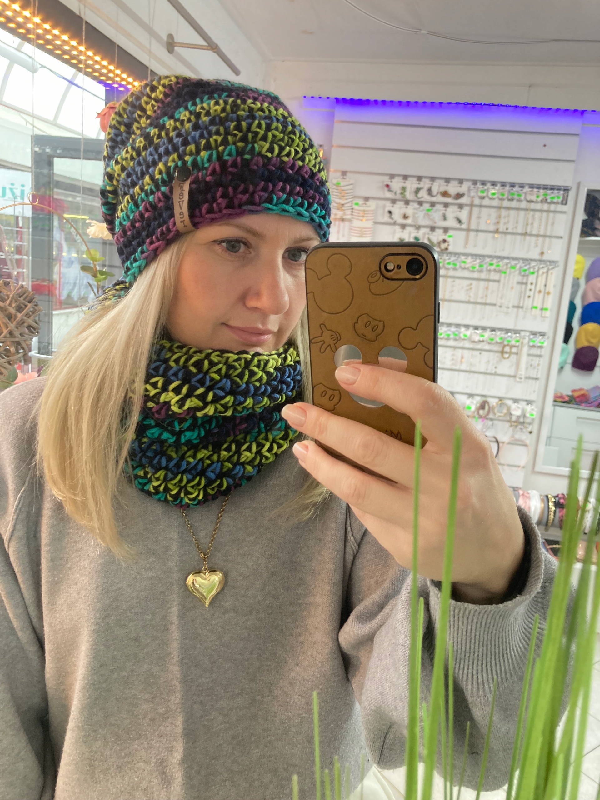čepice a nákrčník " FeVer " Ručně Vyrobená Boho