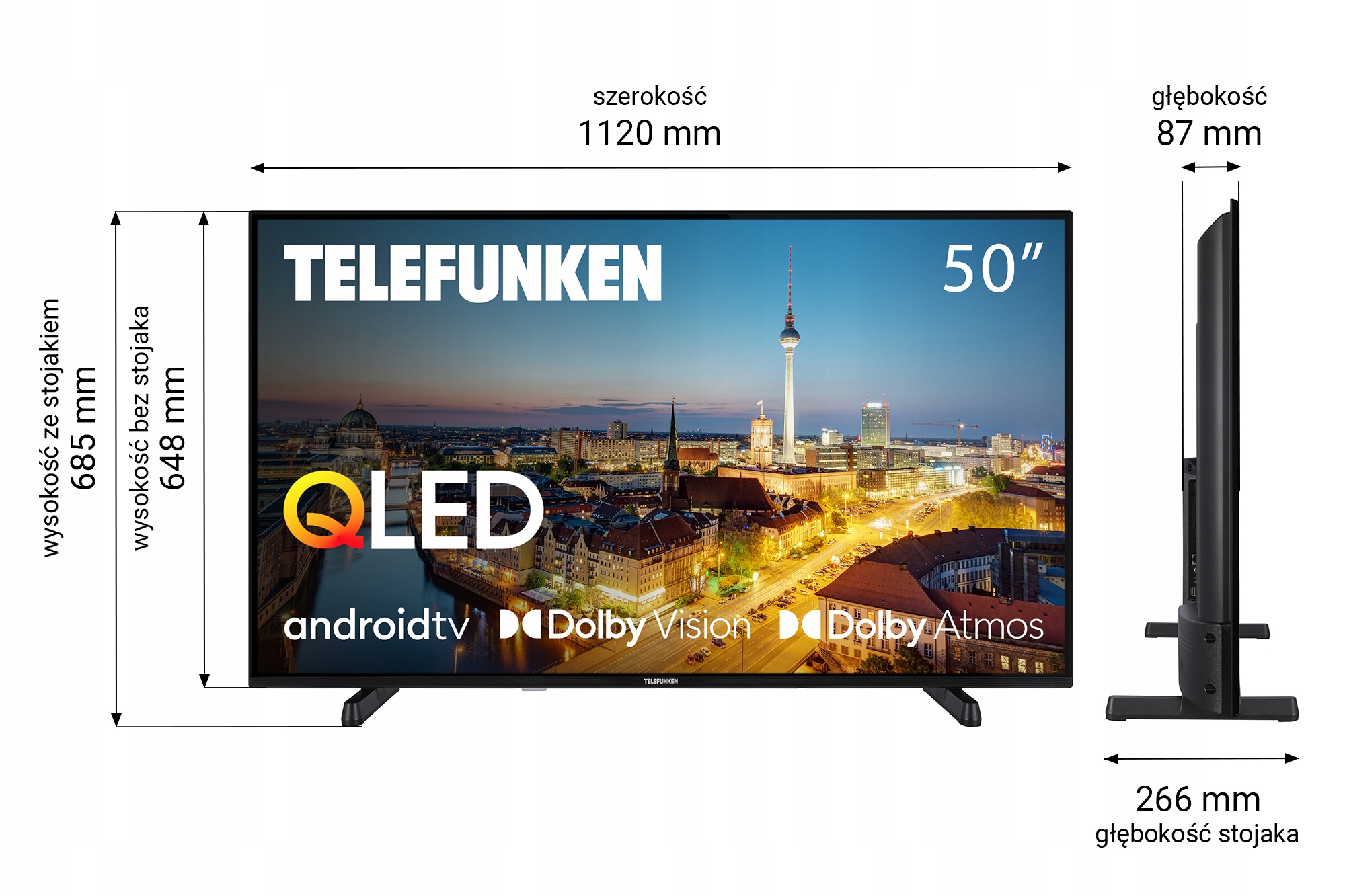 Telewizor Telefunken 50QAG9030 50" QLED 4K UHD AndroidTV Bluetooth Marka Telefunken