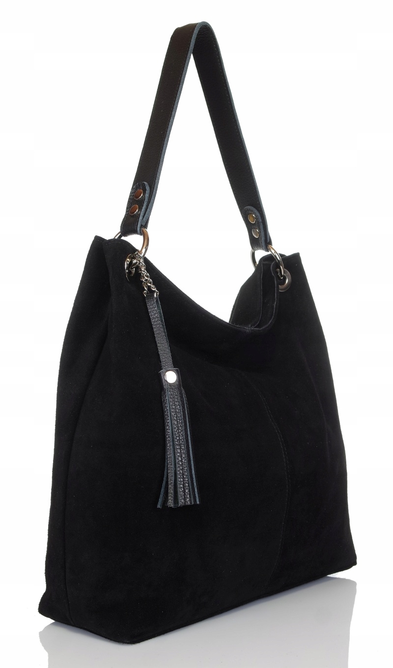 VERA PELLE Włoska Zamszowa TOREBKA worek SKÓRA ZJ2 Kolekcja 2023