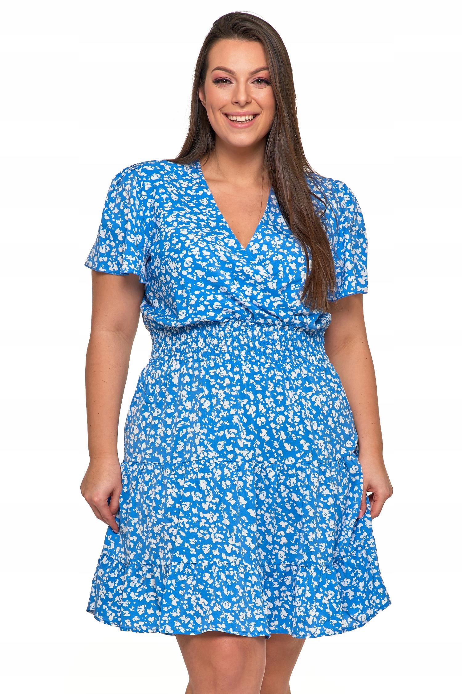 ROZKLOSZOWANA SUKIENKA DAMSKA Motylkowy Rękaw Zwiewna Na Lato MORAJ S Marka Moraj