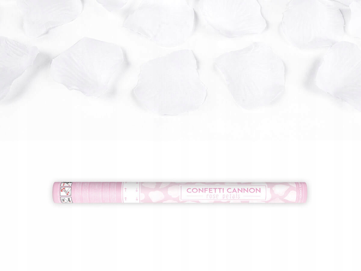 

Tuba strzelająca konfetti białe płatki róż 60cm