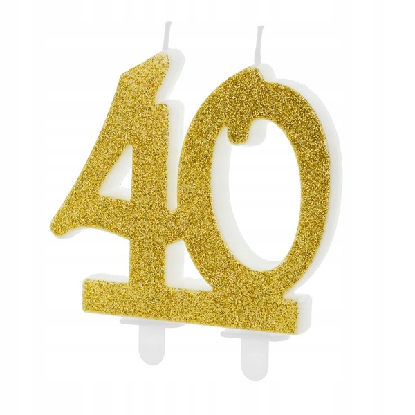 

Świeczka Na 40 Urodziny Tort Brokat Złota 7,5cm