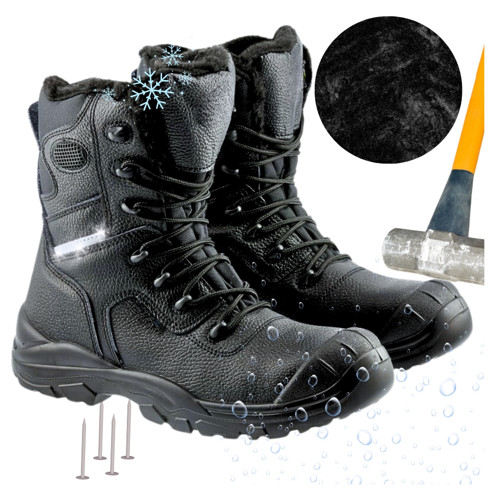 Vysoké zimní pracovní boty S3 pro muže, zateplené, voděodolné, s špičkou Bozp