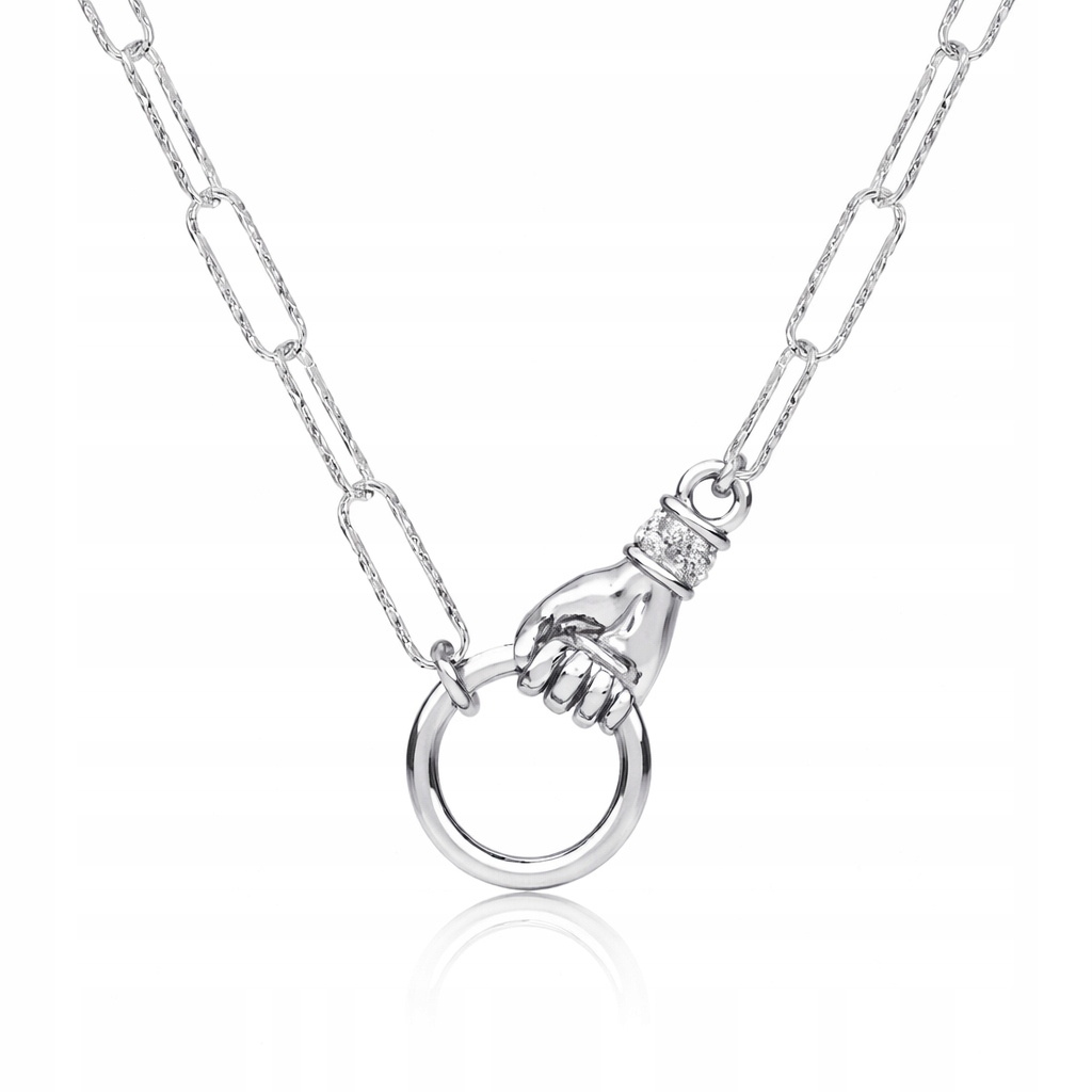 Výprodej! Stříbrný Náhrdelník Velký Ankr Oválný Dlaň Ruka stříbro 925