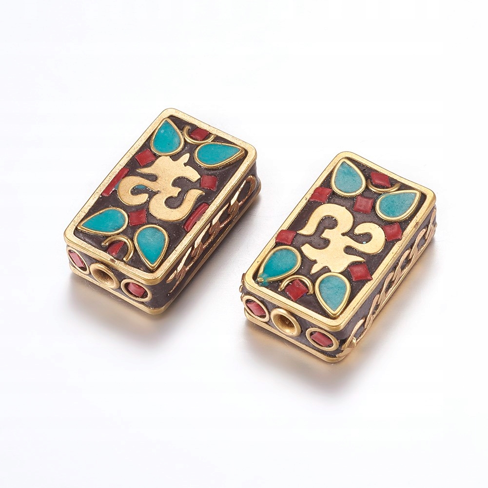 Koraliki Indonezyjskie Mosiądz 24x15x8mm 2szt