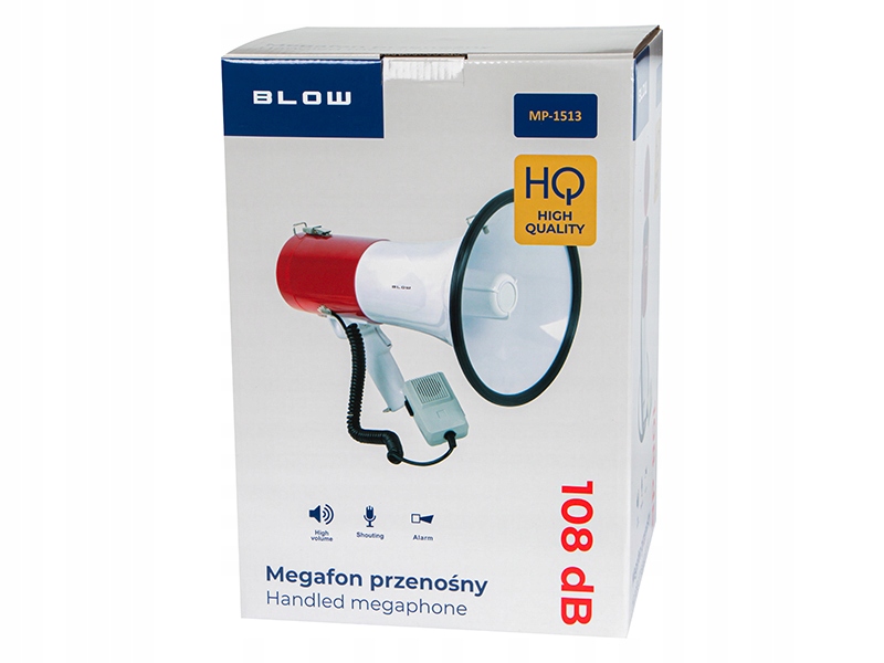 Megafon MP-1513 przenośny typu horn Model MP-1513 MEGAFON HORN MIKROFON 108dB SYRENA PASEK