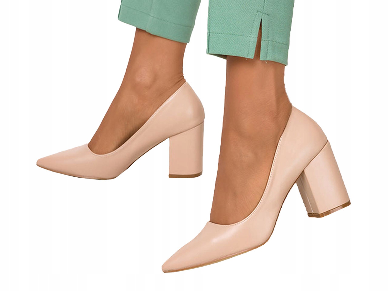 

Modne Czółenka Na Stabilnym Obcasie Słupku New 39